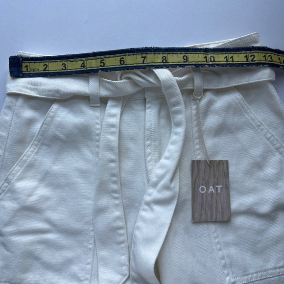 OAT Women’s Patch Pocket Culotte Pants – White, Size 24, High-Waisted Wide Leg - Picture 7 of 9